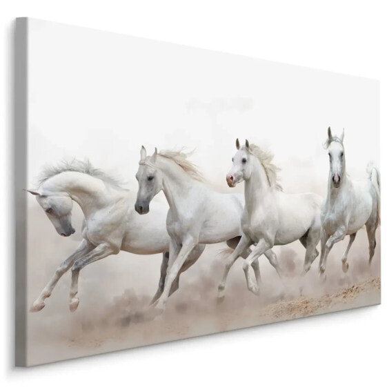 Leinwandbild Gallop Pferde Tiere Sand 3D