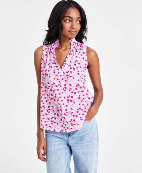 Women's Sleeveless Ruffle-Neck Top, Created for Macy's