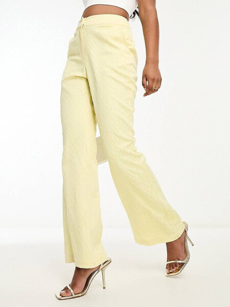 Twisted Tailor jacquard flare suit trousers in yellow