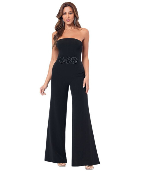 Women's Floral-Embellished Strapless Jumpsuit