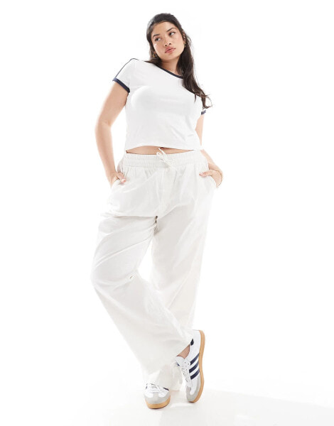 ONLY Curve pull on trouser in white