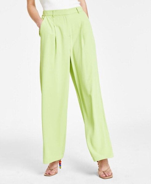 Women's Twill Wide-Leg Trousers, Created for Macy's