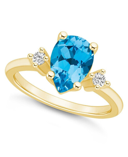 Blue Topaz and Diamond Ring (2-1/2 ct.t.w and 1/10 ct.t.w) 14K Yellow Gold
