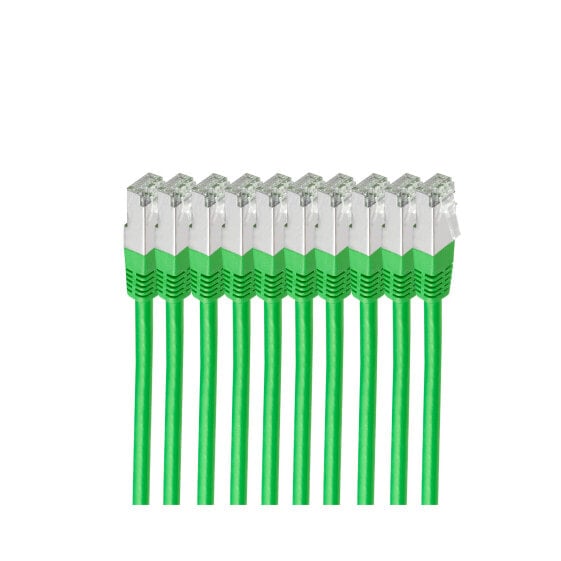  Сетевой кабель.Зеленый ShiverPeaks BS75711-H0.25G-SET10, 0.25 m, Cat6, S/FTP (S-STP), RJ-45, RJ-45