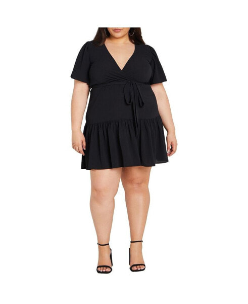 Plus Size Catherine Faux Wrap Mini Dress