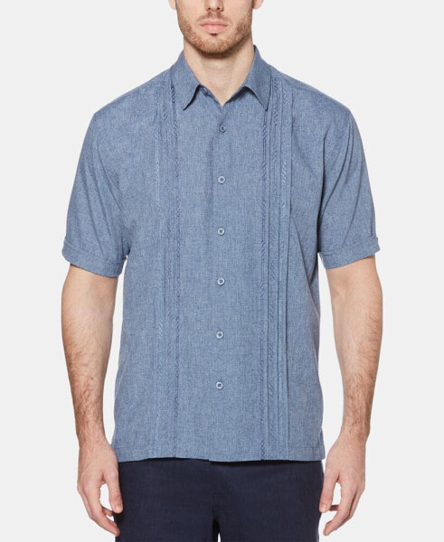 Men's Geo Embroidered Panel Chambray Shirt