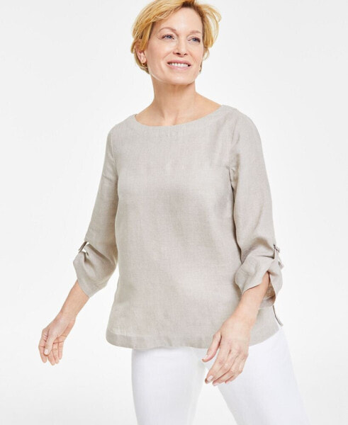 Women's 100% Linen D-Ring Top, Created for Macy's