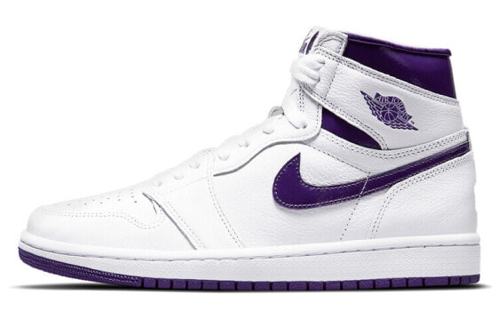 Jordan Air Jordan 1 high og "court purple" 耐磨 高帮 复古篮球鞋 女款 白紫