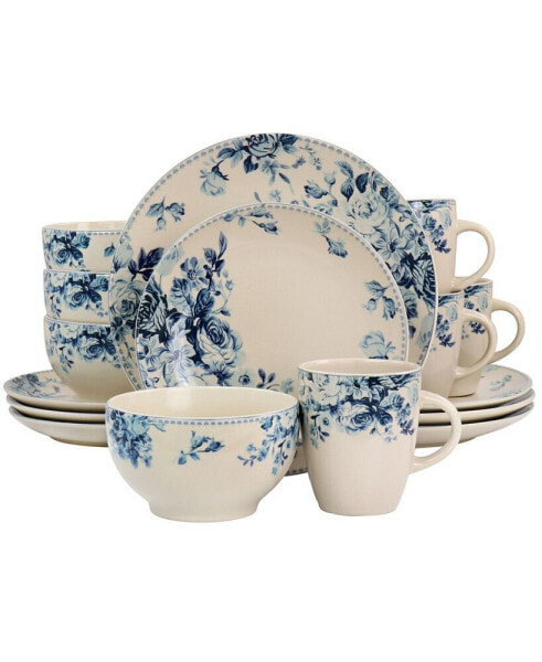 Floral Violet 16 Piece Dinnerware Set, Service for 4