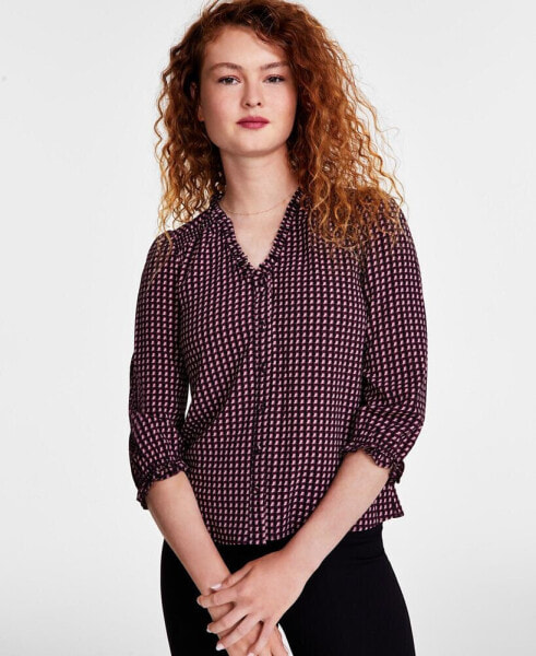 Women's Soft Texture V-Neck Button Front Blouse