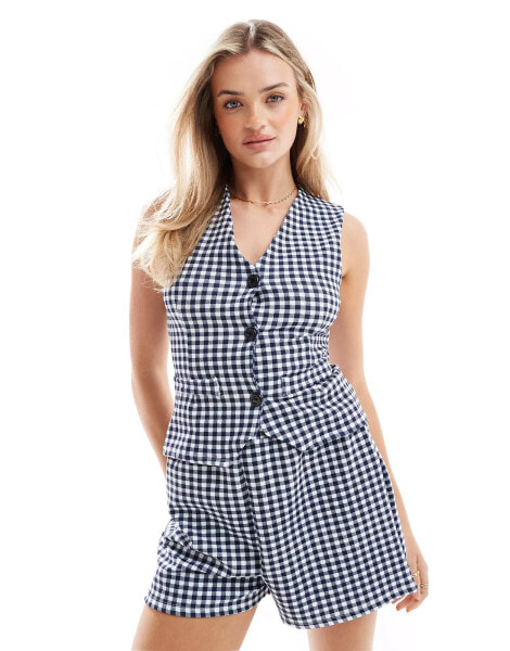 ASOS DESIGN jersey shorts co-ord in gingham print