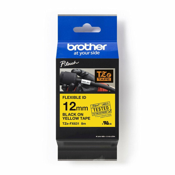 Ламинированная лента для фломастеров Brother TZEFX631 Жёлтый 12 mm