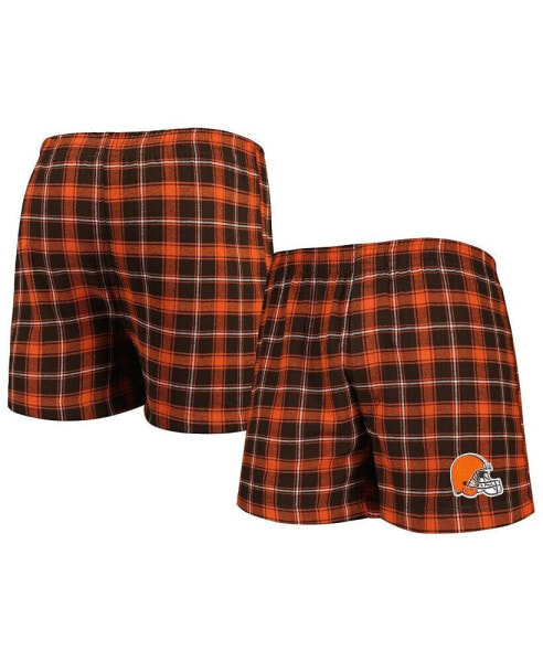 Men's Brown and Orange Cleveland Browns Ledger Flannel Boxers