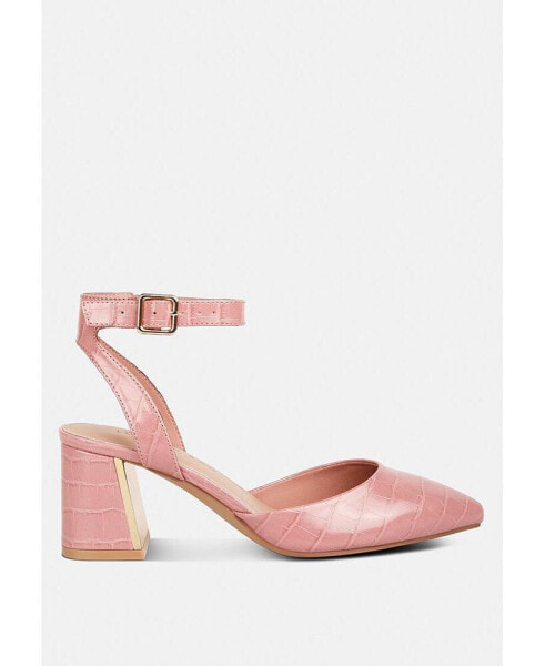 Hyatt metallic sling block heel sandals