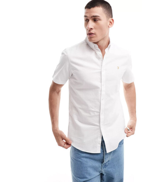 Farah brewer short sleeve shirt in white