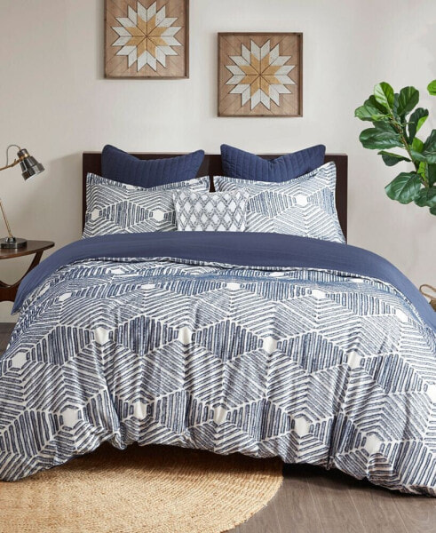 Ellipse Jacquard Cotton 3-Pc. Duvet Cover Set, King/California King