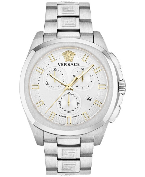 Men's Swiss Chronograph Geo Stainless Steel Bracelet Watch 43mm