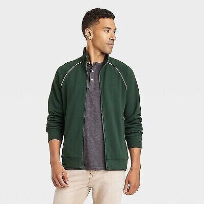 Men's Casual Fit Stand Up Zip-Up Sweatshirt - Goodfellow & Co Forest Green S