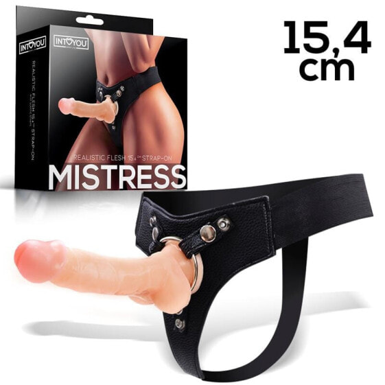 Страпон эластичный Mistress с силиконовым фаллосом 15,4 см INTOYOU BDSM LINE Flesh