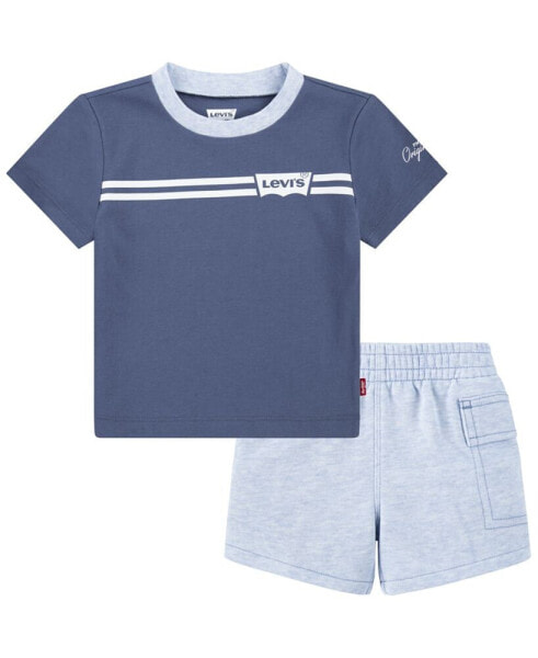 Baby Boys Batwing Stripe Tee and Cargo Shorts Set