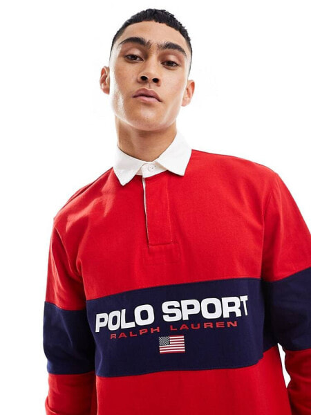 Polo Ralph Lauren Sport Capsule chest panel logo rugby shirt in red