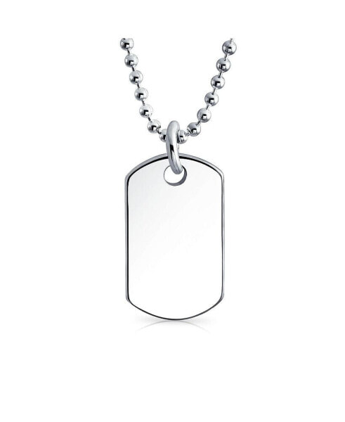 Medium Plain Simple Basic Cool Men's Identification Military Army Dog Tag Pendant Necklace For Men Polished Sterling Silver Small Medium Large Sizes
