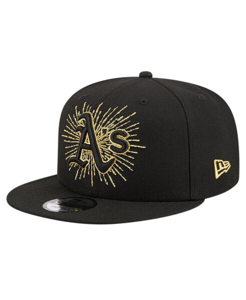 Men's Black Oakland Athletics Metallic Logo 9FIFTY Snapback Hat