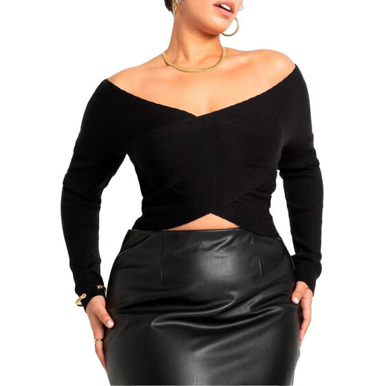 Plus Size Wrap Front Cropped Sweater