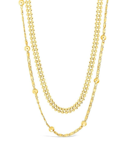 Women's Layered Beaded Gold Plated Chain Necklace
