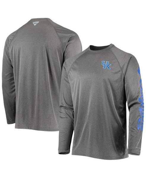 Men's Heathered Charcoal Kentucky Wildcats PFG Terminal Tackle Raglan Omni-Shade Long Sleeve T-shirt