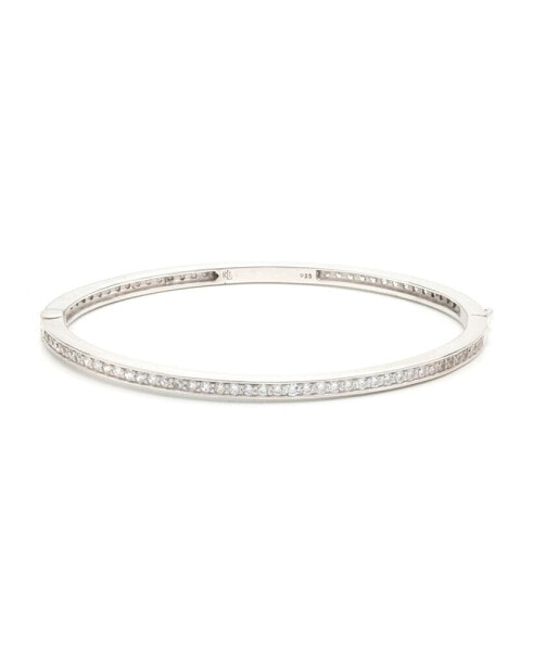 Sterling Silver and Cubic Zirconia Pave Bangle Bracelet