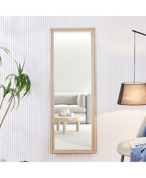 light oak solid wood frame full-length mirror, large floor standing mirror, dressing mirror, decorative mirror, suitable for bedrooms, living rooms, clothing stores 65"22.8"