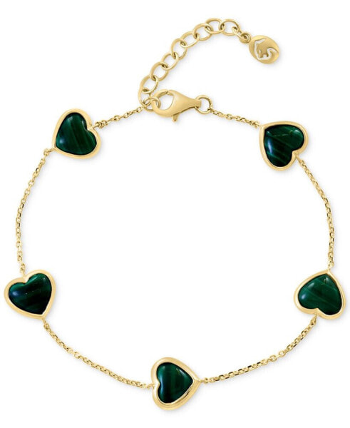 EFFY® Malachite Heart Station Chain Link Bracelet in 14k Gold