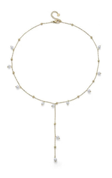 Stylish gold-plated necklace with synthetic pearls 12311G