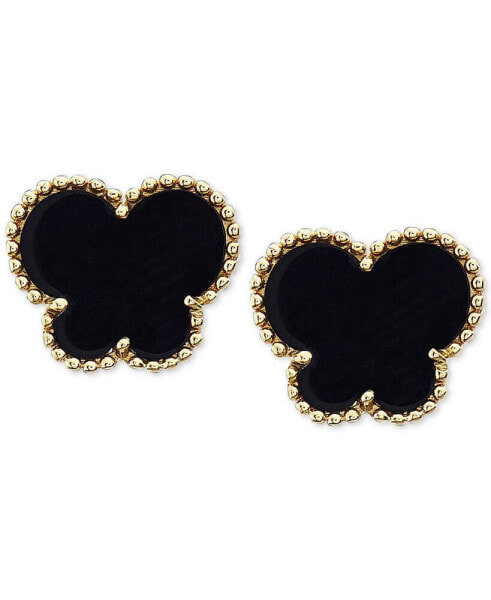 EFFY® Onyx (9 x 7 mm) Butterfly Stud Earrings in 14k Gold