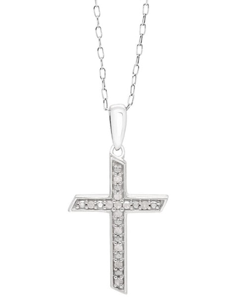 Macy's diamond Cross 18" Pendant Necklace (1/10 ct. t.w.) in Sterling Silver