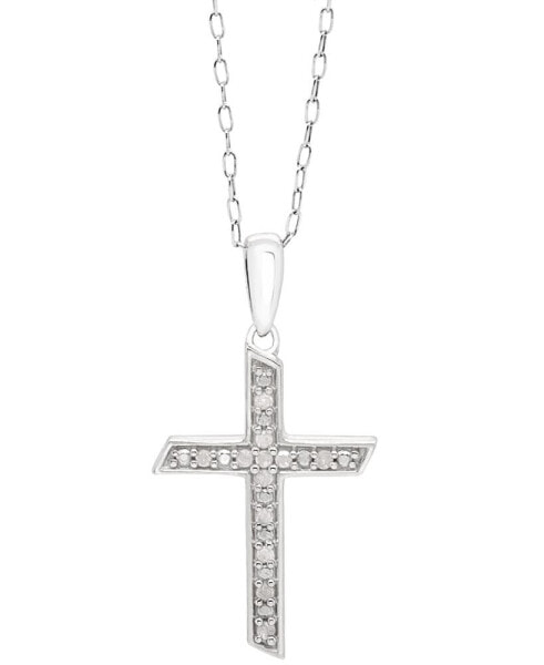 Diamond Cross 18" Pendant Necklace (1/10 ct. t.w.) in Sterling Silver