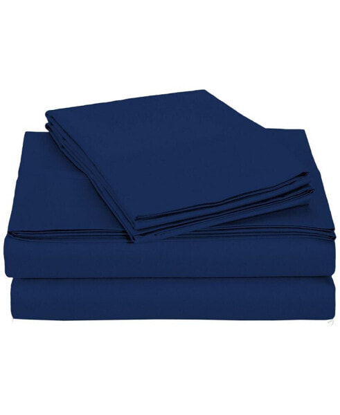 University 6 Piece Blue Solid Queen Sheet Set