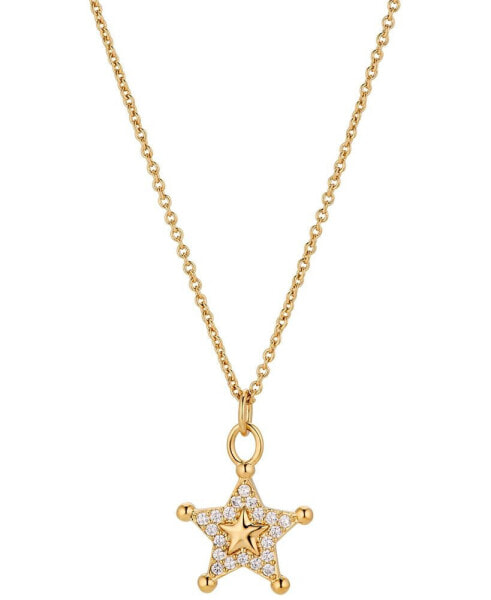 AJOA by Nadri 18k Gold-Plated Pavé Sheriff Star Pendant Necklace, 16" + 2" extender