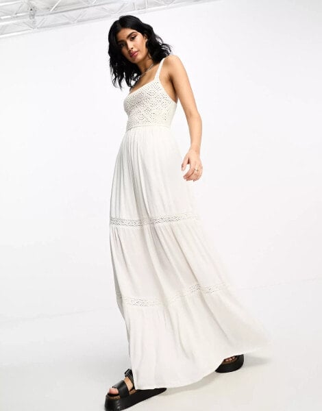 Accessorize crochet panelled maxi summer dress in white