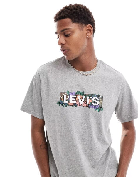 Levi's colour fruit boxtab logo relaxed fit t-shirt in grey marl