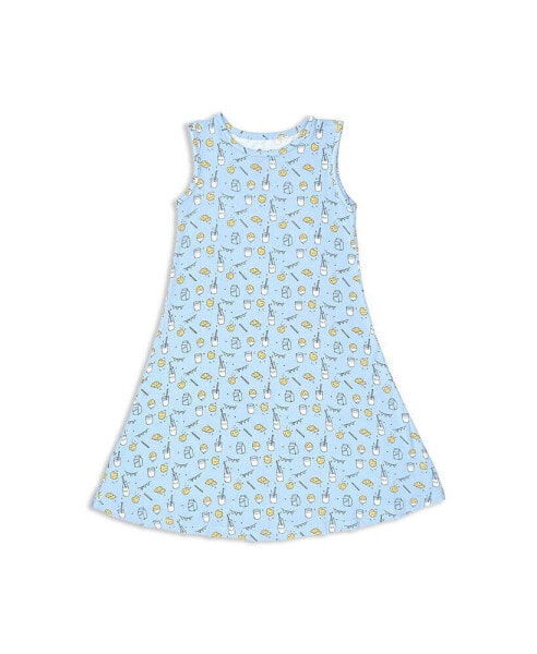 Toddler| Child Girls Blue Milk & Cookies Dress