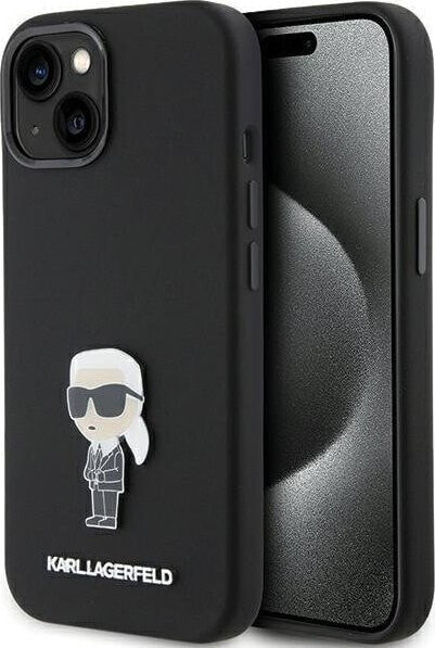 Karl Lagerfeld Karl Lagerfeld KLHCP15SSMHKNPK iPhone 15 6.1" czarny/black Silicone Ikonik Metal Pin