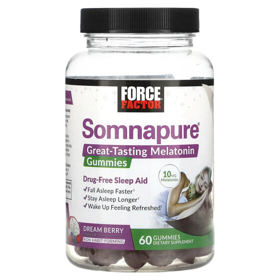 Somnapure, Great Tasting Melatonin Gummies, Dream Berry, 10 mg, 60 Gummies (5 mg per Gummy)