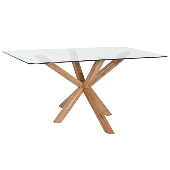 Dining Table Home ESPRIT Oak Tempered Glass 160 x 90 x 75 cm