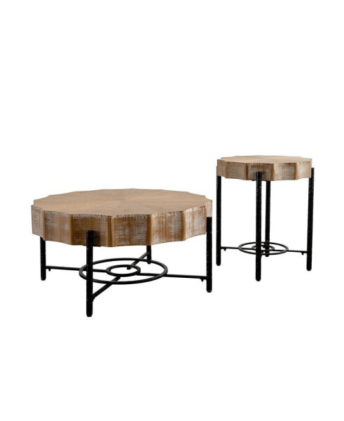 Vintage Lace Coffee Table Set with Dimpled Metal Legs