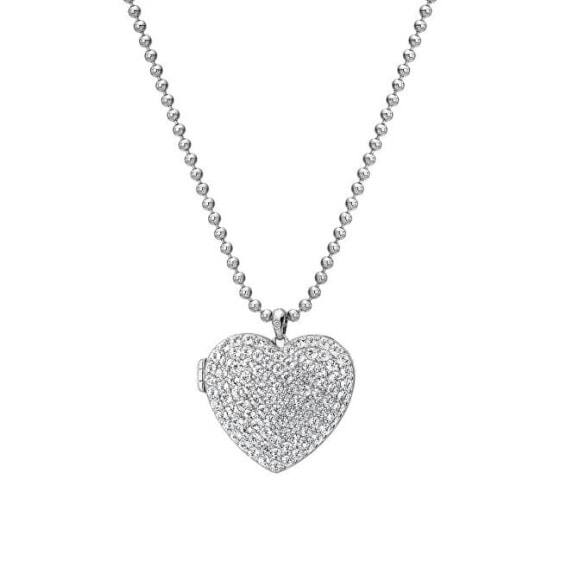Silver Heart Necklace with Diamond Memories Heart Locket DP770