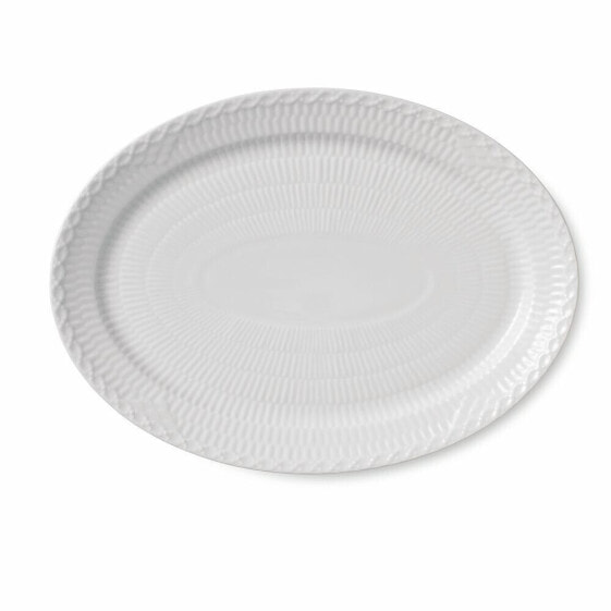 Сервировка стола Royal Copenhagen Овальная тарелка White Fluted Half Lace