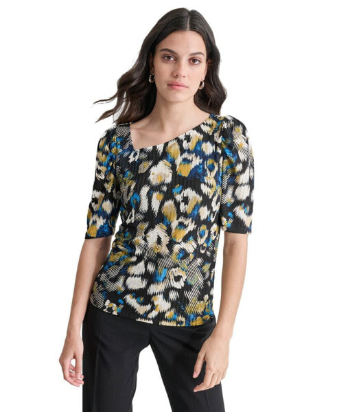 Women's Printed Ribbed Knit Top