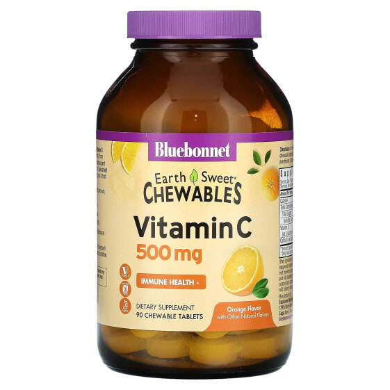 Жевательные таблетки Витамин C Bluebonnet Nutrition, Апельсиновые, 500 мг, 90 шт.